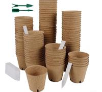 50 Pots Plantes 8cm Biodégradables avec Trous Drainage(B) | Diamètre 8cm, trous drainage stratégiques, matériau pour papier plastique, décomposition naturelle, croissance saine