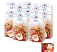 50 Sachets de Noël Translucides 9x23 cm avec 60 Autocollants, Sacs en Cellophane pour Biscuits, biscuits, petits gâteaux, Bonbons, Chocolats, Idée Cadeau Fêtes de Fin d'Année