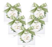 50 sacs cadeaux avec rubans, couleur vert sauge, en papier, dimensions 11,5 x 10 x 4,5 cm