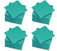 50 Serviettes Bleu Canard Tex Touch cocktail FSC® - 25x24cm (Lot de 4)