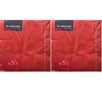 50 Serviettes Rouge en ouate 2plis FSC® - 33x33cm (Lot de 2)