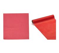 50 Serviettes Rouge Tex Touch cocktail FSC® - 25x24cm + Chemin de Table 3en1 Airlaid Rouge FSC® - 0.40x4,80m
