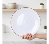 50 Sets/10/50 Pièces Assiettes à Bord Doré Blanc, Assiettes à Dîner de 10,25 Pouces et 7,5 Pouces, Assiettes à Salade à Bord Doré Premium, Assiettes de Fête, Assiettes à Gâteau, Convient pour Servir l