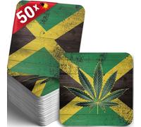 50 sous-bocks drapeau jamaïcain feuille de chanvre, déco fête vintage multicolore