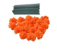 50 têtes de fleurs de carnation en soie artificielle avec tiges, remplisseurs de vase, têtes de fleurs de tournesol pour la décoration de la maison pour Diwali, Jour des Morts, couronne, guirlande