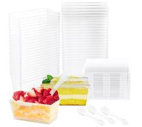 50 verres à dessert avec cuillères, gobelets miniatures réutilisables de 160 ml