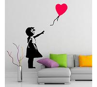 (50 x 34 cm Sticker Mural en vinyle Banksy Fille au ballon forme coeur/Street Graffiti Art Home Decor Sticker Mural amovible en vinyle Motif Random cadeau offert!