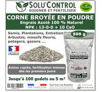 500 g de Corne Broyée en Poudre SoluControl - Formulation haute qualité Organo-Minerale - Engrais Azoté 100% Naturel- Utilisable en Agricultre Biologique
