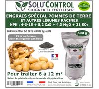 500 g d'Engrais Spécial Pommes de terre et légumes racines 4-3-15 - Enrichi en Potasse - Favorise la croissance, le grossissement et la conservation des tubercules - UAB - Fabriqué en France