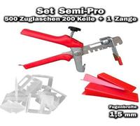 500 languettes de traction 1,5 mm + 200 cales + 1 pince - Système de nivellement pour carrelage KACHEL GOTT®