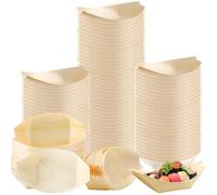 500 Pièces Coupelles en Bambou en Forme de Bateau, Barquettes Alimentaires Jetables Écologiques, Bateau Barquette Alimentaire Bols pour Amuse-Bouches, Sushi, Buffets, Mariages et Fêtes - 11 x 6,5 cm