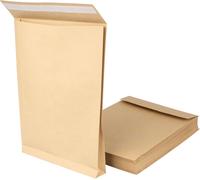 500 pièces - pochette pliable B4 avec pli de fond de 4 cm - épaisseur du matériau 125 g/m² - bande adhésive - enveloppe d'expédition - emballage - pochette d'expédition brune
