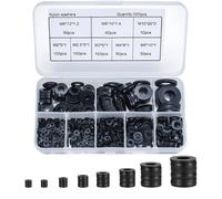 500 Pièces Rondelles Plates Nylon Noir,Rond Joint Spacer Joint Plomberie Assortiment Kit- M2/M2.5/M3/M4/M5/M6/M8/M10