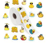500 pièces/Rouleau Autocollants de canard en caoutchouc, Rouleau d'autocollants d'animaux de bande dessinée - Étiquettes autocollantes pour le scrapbooking, les cartes, les enveloppes, etc. - Plusieur