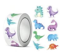 500 pièces/Rouleau Autocollants de dinosaures de dessins animés, autocollants de récompense, autocollants de papeterie, étiquettes de décoration de cadeaux, fournitures scolaires, rentrée scolaire Tai