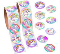 500 pièces/rouleau Autocollants graffitis licorne violette fantaisie, 1 pouce de rond, convient pour le scrapbooking girly, la décoration DIY, les journaux, les récompenses d'enseignants, étiquettes a