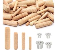 500 Pièces Tourillon Bois Assortiment Cheville Bois 6mm 8mm 10mm 12mm Sergé Goujon Boi avec 4×Centreur Tourillon pour Meubles en