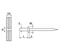 500 Rivets Etanches Tête Plate Aisi 420 4 x 10 mm - TYPE ISO 16585 - Inox A2 - D-Work