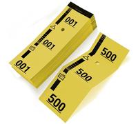 500 Ticket Vestiaire Numéroté Détachable - Papier Cartonné Très Résistant Usage Professionnel 14x5 cm - Billets Vestiaire Soirée, Bar, Concert, Festival, Association, Réception, Tombola - Jaune