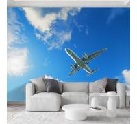500 x 280 cm Papier Peint Photo Panoramique Ciel Bleu Avion De Ligne | Photographie Aérienne papier peint Pour Salon Chambre Bureau Couloir décoration Peinture murale décor Murale Moderne