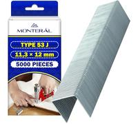 5000 Pièces Agrafes Type 53 J 11,3x12 mm pour Agrafeuses | Agrafe Sont pour Travaux de Finition Décorative Fixer des Tissus des Affiches du Carton des Étiquettes en Papier - MONTERAL
