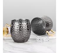 [500ml gobelet en cuivre de différentes couleurs] Moscow Mule gobelet avec revêtement en cuivre pour vos boissons , Couleurs:Noir