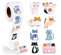 500Pcs Autocollants Animaux Ronds En Rouleau, Autocollants De Récompense Animal, Gommettes Animaux Enfants, Sticker Récompense Animale Pour Anniversaire, Scrapbooking, Chat