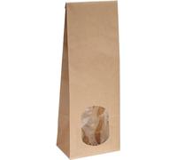 500x sachets à fond plat avec fenêtre ovale - 100g - 7 x 4 x 20,5 cm - Sacs en papier Sacs cadeaux Sacs en papier kraft (100g - avec fenêtre ovale, 500 pcs.)