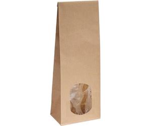 500x sachets à fond plat avec fenêtre ovale - 100g - 7 x 4 x 20,5 cm - Sacs en papier Sacs cadeaux Sacs en papier kraft (100g - avec fenêtre ovale, 500 pcs.)