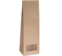 500x sacs à fond plat avec fenêtre - 250g - taille 8 x 5 x 24,3 cm - sacs en papier sacs à fond plat sacs cadeaux sacs en papier sachets en papier kraft (250g - avec fenêtre, 500 pcs - OPP)