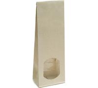 500x sacs en papier d'herbe 250g - taille L 8 x P 5 x H 24,3 cm - sacs en papier à fond plat Sacs en papier à fond plat Sacs cadeaux en papier (GP avec fenêtre, 500 pcs.)
