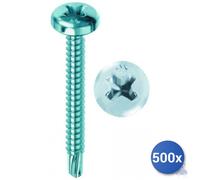 500X Vis Autoperceuse Drillex&Reg; Mustad Zincée Blanche Tc Ph E-100 3,9X25