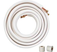 50FT - Kit de tuyauterie mini split avec tubes en cuivre - diamètre extérieur 1/4 pouce et 1/2 pouce - isolation triple couche - pour les climatiseurs mini split, les unités de réfrigération ou de pom