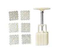 50g Moule 6 Timbres De Fleurs Carrés Emporte-pièce Presse À Main Gâteau Haricots Verts Moule À Pâtisserie Ustensiles De Cuisson Festival De La Mi-automne Moule À Gâteau