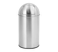 50L Poubelle publique cylindrique en acier inoxydable - Couvercle push | Seau intérieur amovible, anti-traces de doigts - Pour espaces commerciaux, cuisine, extensionérieur