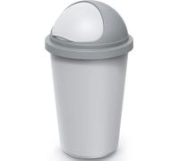 50L Silver Plastic Waste Bin, Lockable Lid, Recycled