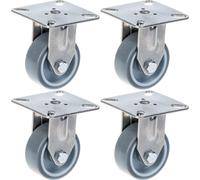 50mm 2" stainless steel castor grey rubber, fixed, 160kg, set of 4