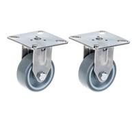 50mm 2" stainless steel castor grey rubber, fixed, 80kg, set of 2