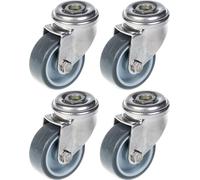 50mm 2" stainless steel castor grey rubber, swivel, 160kg, set of 4