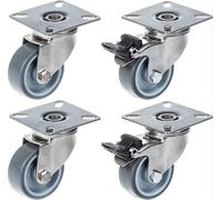 50mm 2" stainless steel castor grey rubber, swivel & brake, 160kg, set of 4