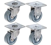 50mm 2" stainless steel castor grey rubber, swivel & fixed, 160kg, set of 4