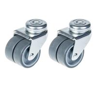 50mm 2" twin wheel castor grey rubber swivel 140kg capacity, set of 2