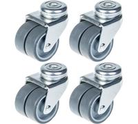 50mm 2" twin wheel castor grey rubber swivel 280kg capacity, set of 4