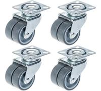 50mm 2" twin wheel castor grey rubber swivel 280kg capacity, set of 4