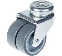 50mm 2" twin wheel castor grey rubber swivel 70kg capacity