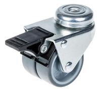 50mm 2" twin wheel castor grey rubber swivel with brake 70kg capacity