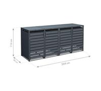 50NRTH GmbH Westmann Coffre pour bacs à ordures Kubus 4x240 L 264 × 80 × 116 cm Quantité:1