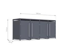 50NRTH GmbH Westmann Mülltonnenbox Pedura 4 4x240L pédale anthracite 80 × 265 × 116 cm Quantité:1