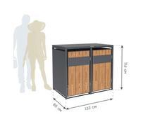 50NRTH GmbH Westmann Mülltonnenbox Varius 2 2 x 240L Anthracite aspect bois 80 × 132 × 116 cm Quantité:1