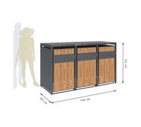 50NRTH GmbH Westmann Mülltonnenbox Varius 3 3 x 240L Anthracite effet bois 80 x 198 x 116 cm Quantité:1